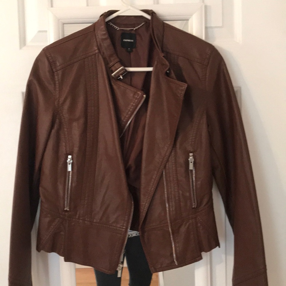 Express brown leather jacket.